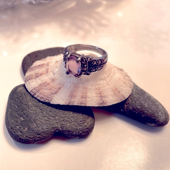 Faux Amethyst + Hematite Gemstone Ring - Picture 3 of 4